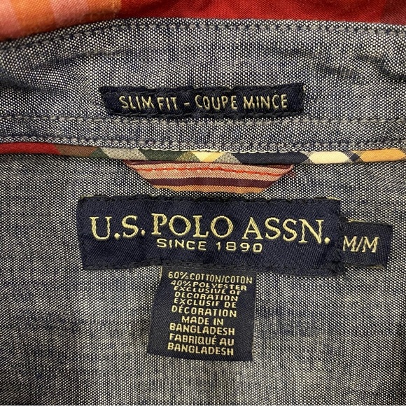 U.S. Polo Assn. | Dress Shirt | Sz M | Plaid Long Sleeve | Slim Fit - Picture 4 of 8